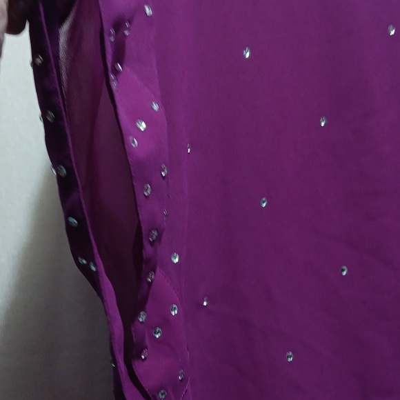 Womens Ellen Tracy M Purple Sheer y2k rhinestone tunic blouse witchy Whimsygoth - Picture 5 of 7